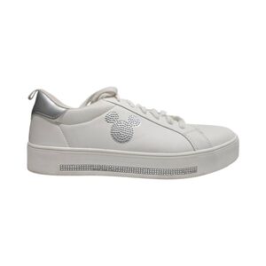Disney Primark White Rhinestone Mickey Mouse Sneakers Women's Size 9 Silver Trim
